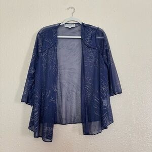 Vintage Navy Silver Sparkle Sheer Kimono Top